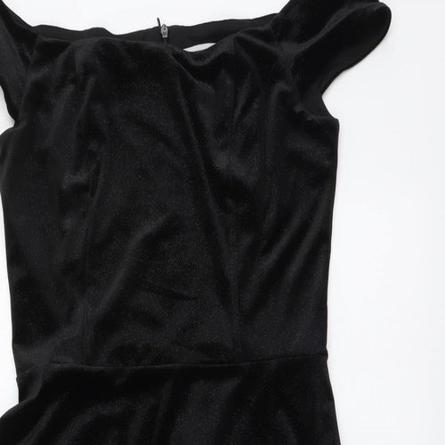 Red Herring Womens Black Polyester A-Line Size 12 Off the Shoulder Pullover