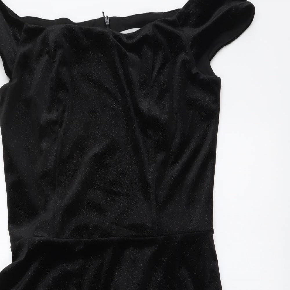 Red Herring Womens Black Polyester A-Line Size 12 Off the Shoulder Pullover