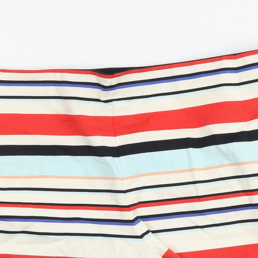 Oasis Womens Multicoloured Striped Cotton Mom Shorts Size 12 L3 in Regular Button