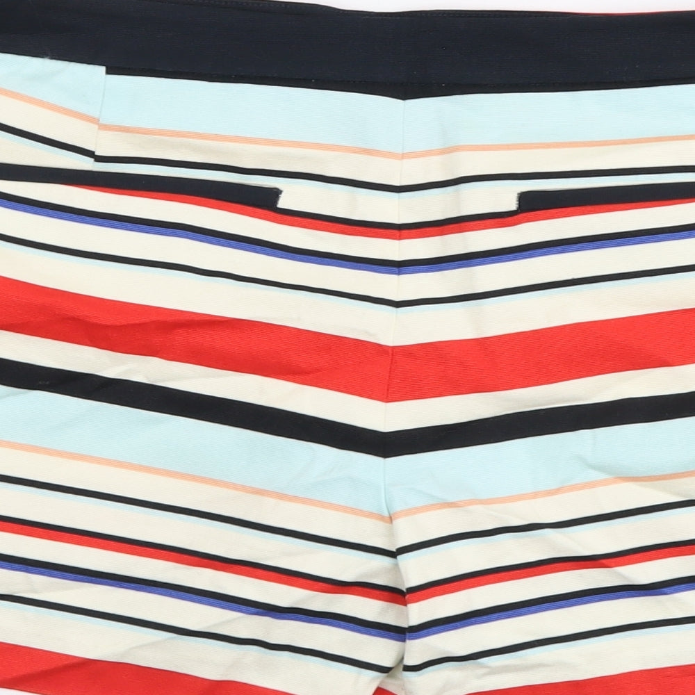 Oasis Womens Multicoloured Striped Cotton Mom Shorts Size 12 L3 in Regular Button