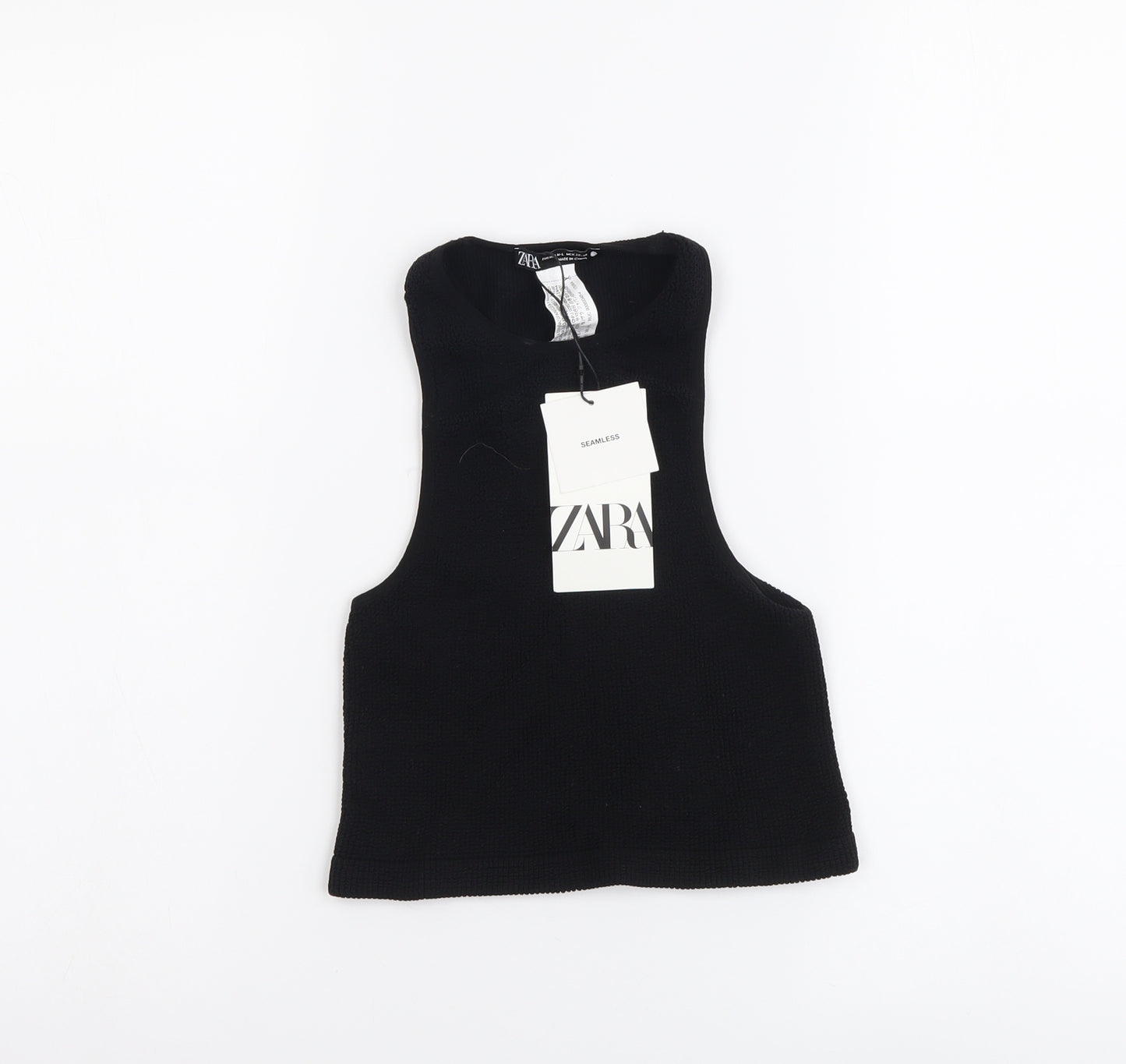 Zara Womens Black Polyamide Cropped Tank Size M Halter