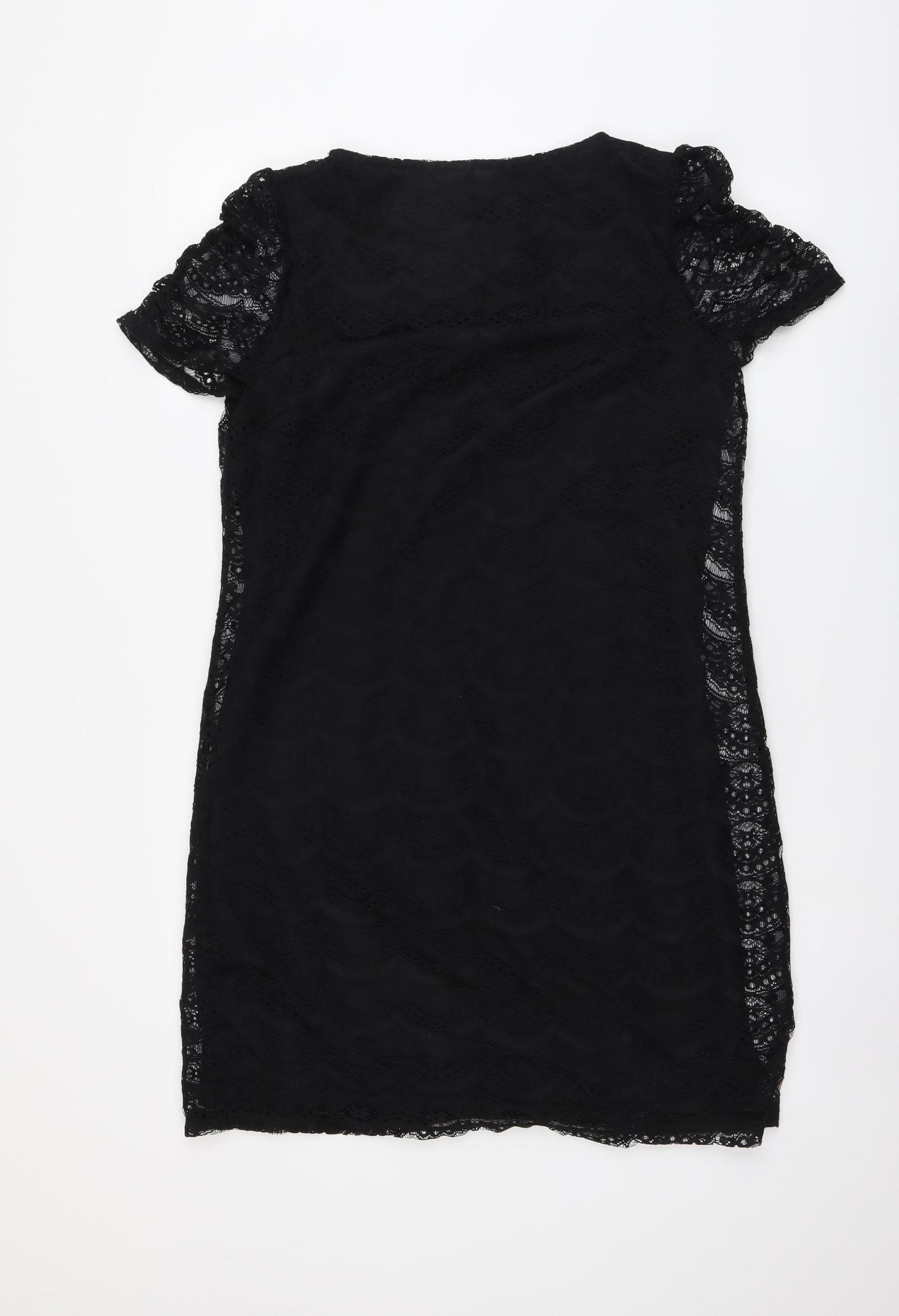 Dorothy Perkins Womens Black Polyester A-Line Size 14 Round Neck Pullover