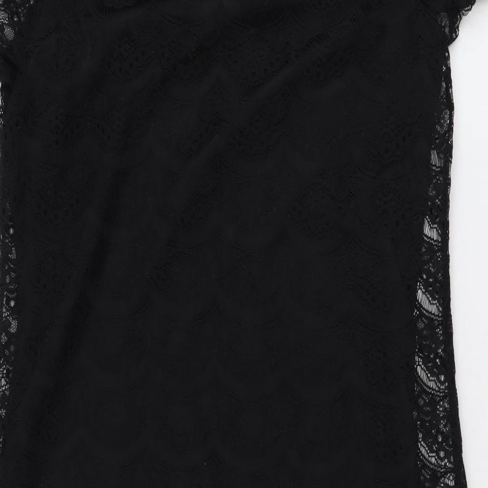 Dorothy Perkins Womens Black Polyester A-Line Size 14 Round Neck Pullover