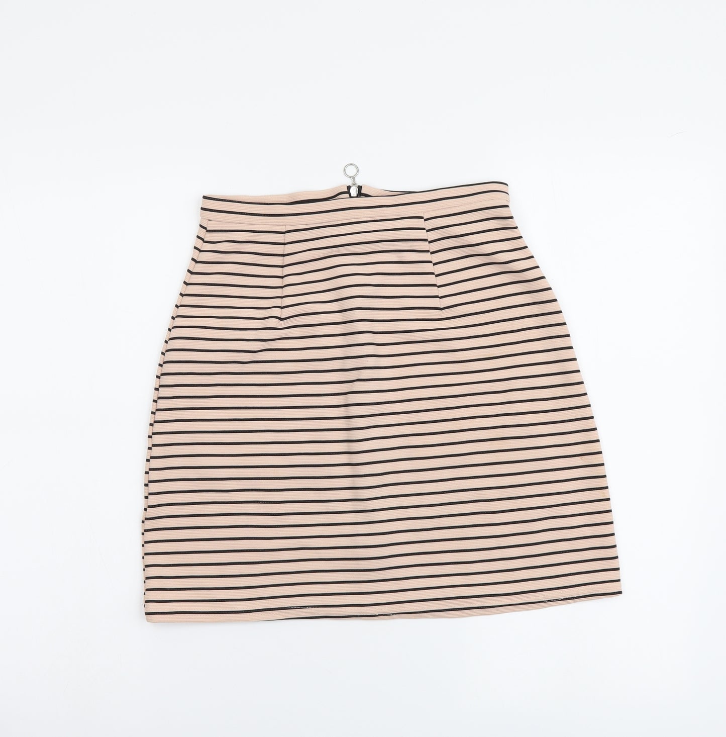 Atmosphere Womens Beige Striped Polyester Mini Skirt Size 8 Zip