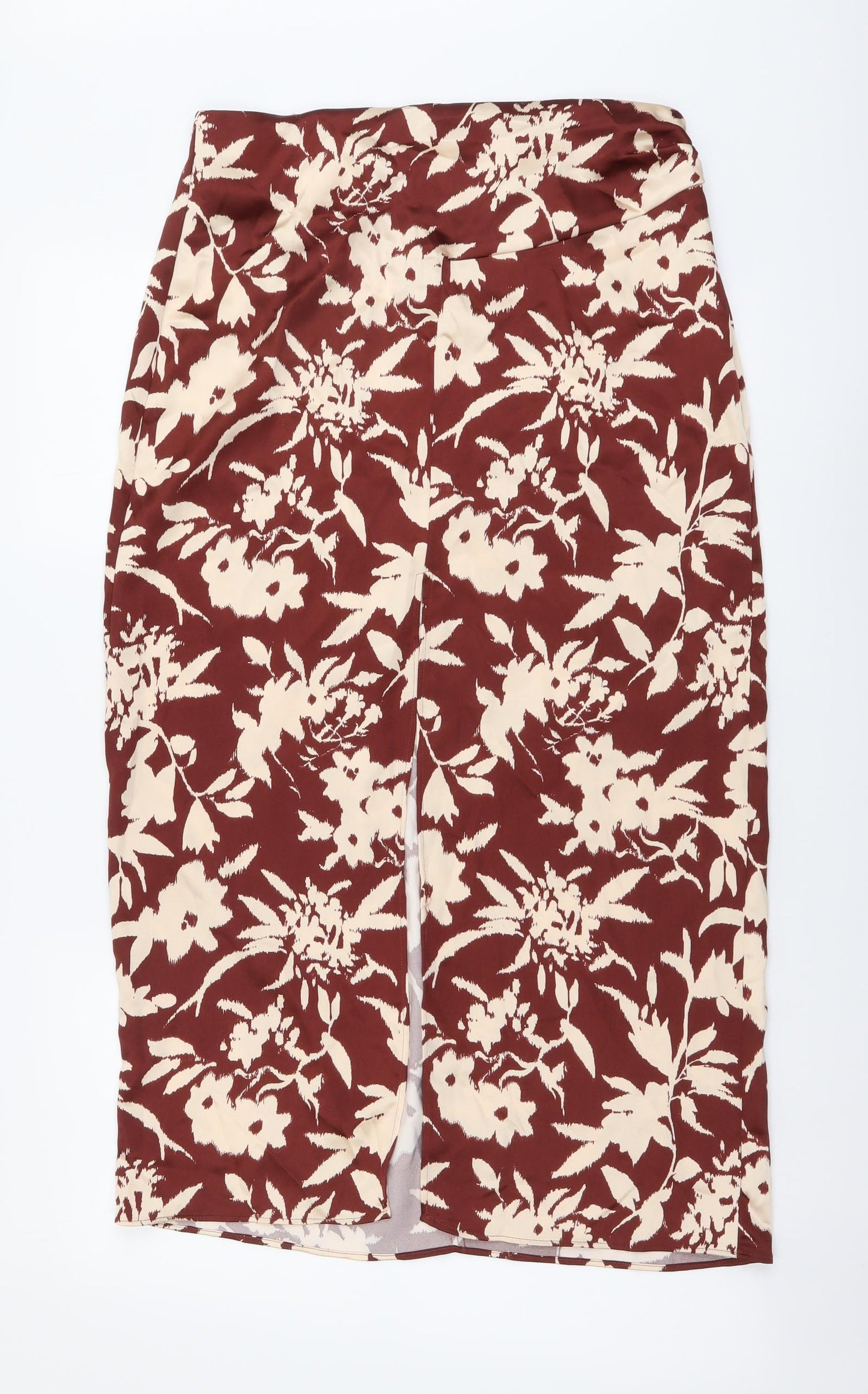 Zara Womens Red Floral Polyester A-Line Skirt Size M Zip