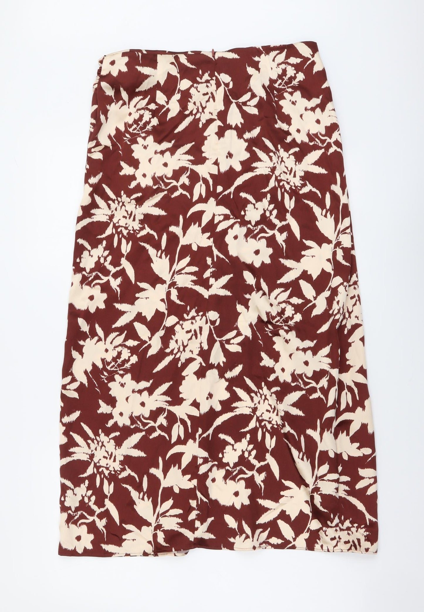 Zara Womens Red Floral Polyester A-Line Skirt Size M Zip