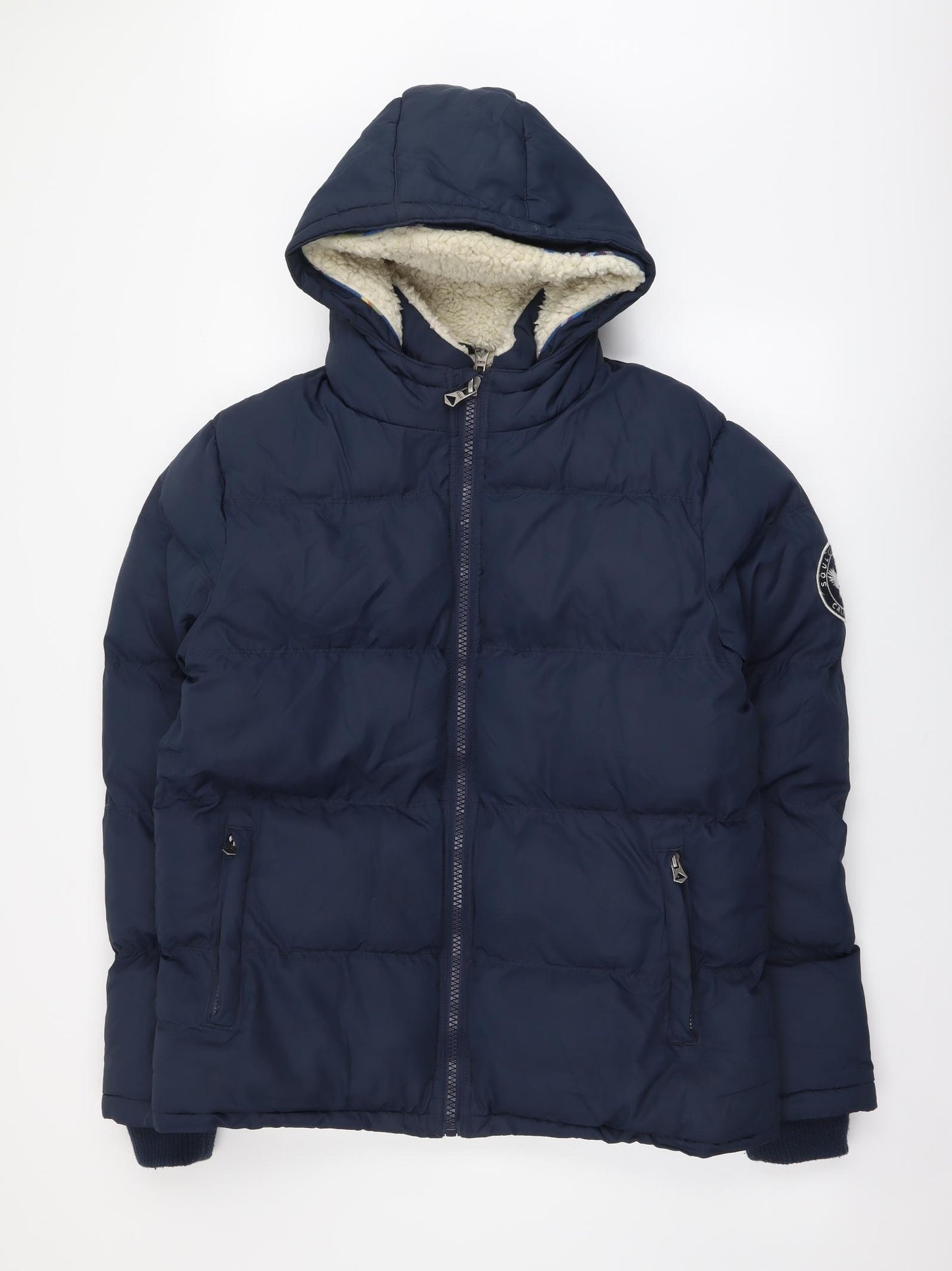 SoulCal&Co Mens Blue Puffer Jacket Jacket Size M Zip