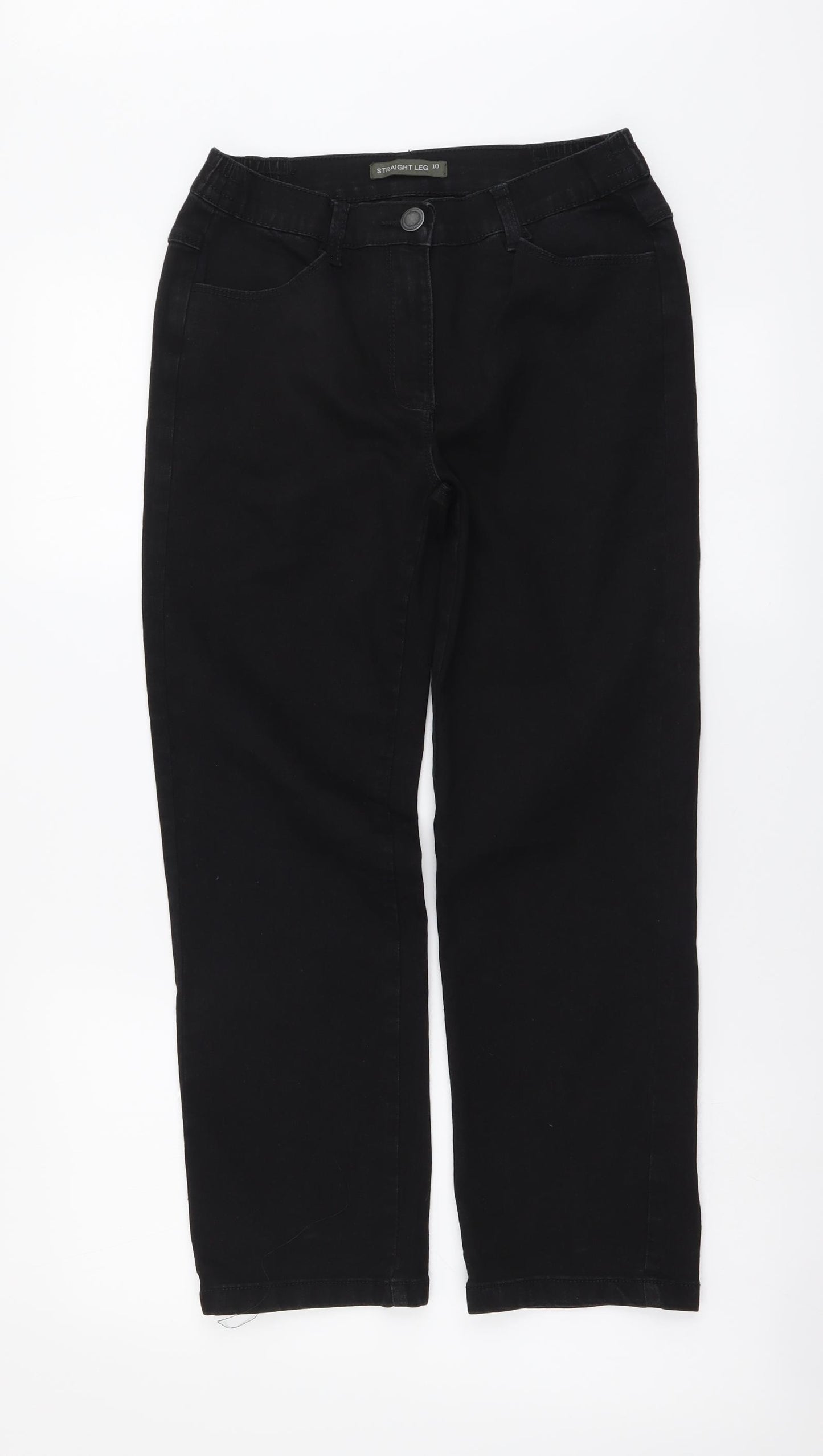 Bonmarché Womens Black Cotton Straight Jeans Size 10 L24 in Regular Button