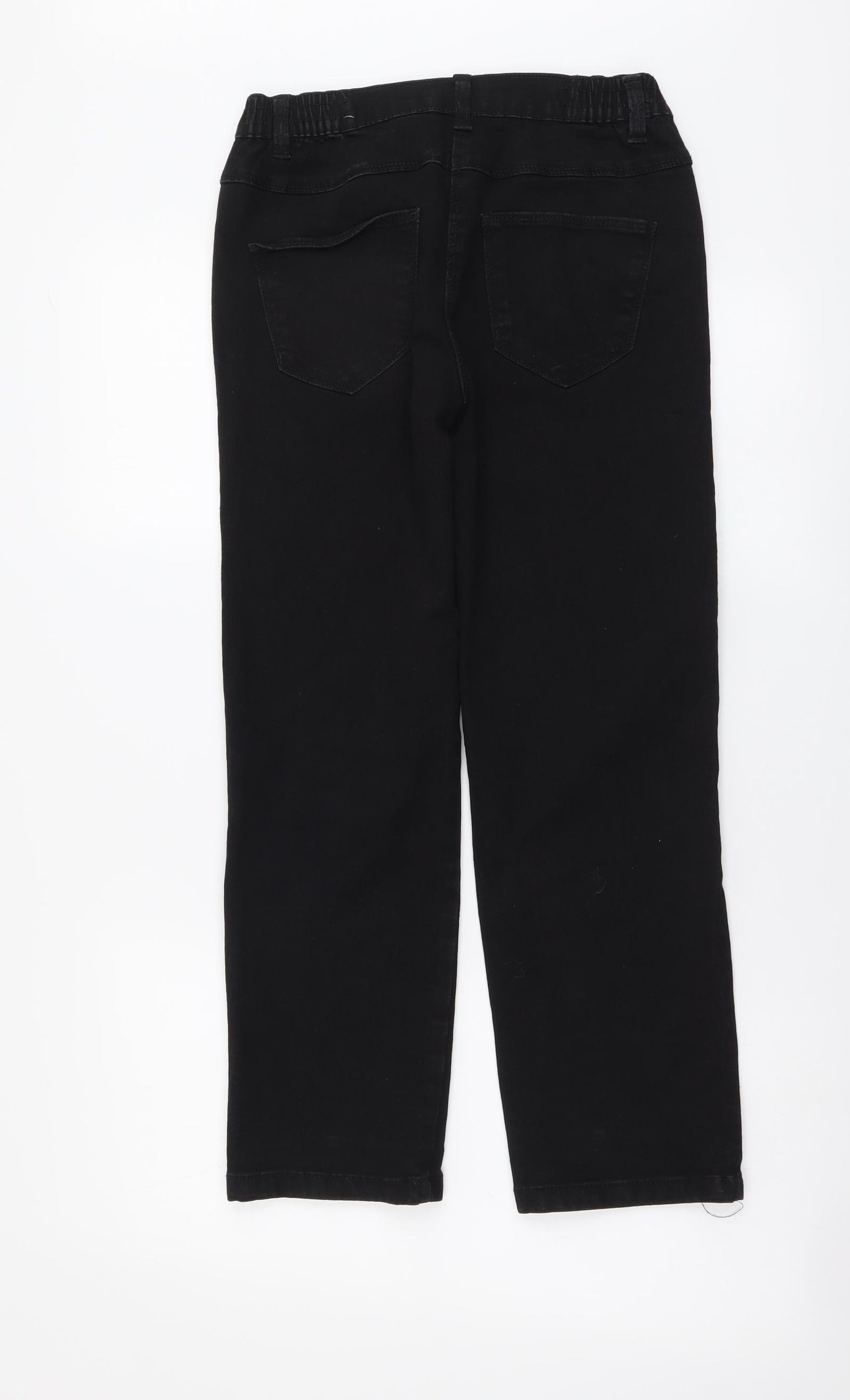 Bonmarché Womens Black Cotton Straight Jeans Size 10 L24 in Regular Button