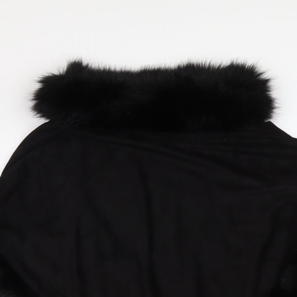 Coast Womens Black Overcoat Poncho One Size Buckle