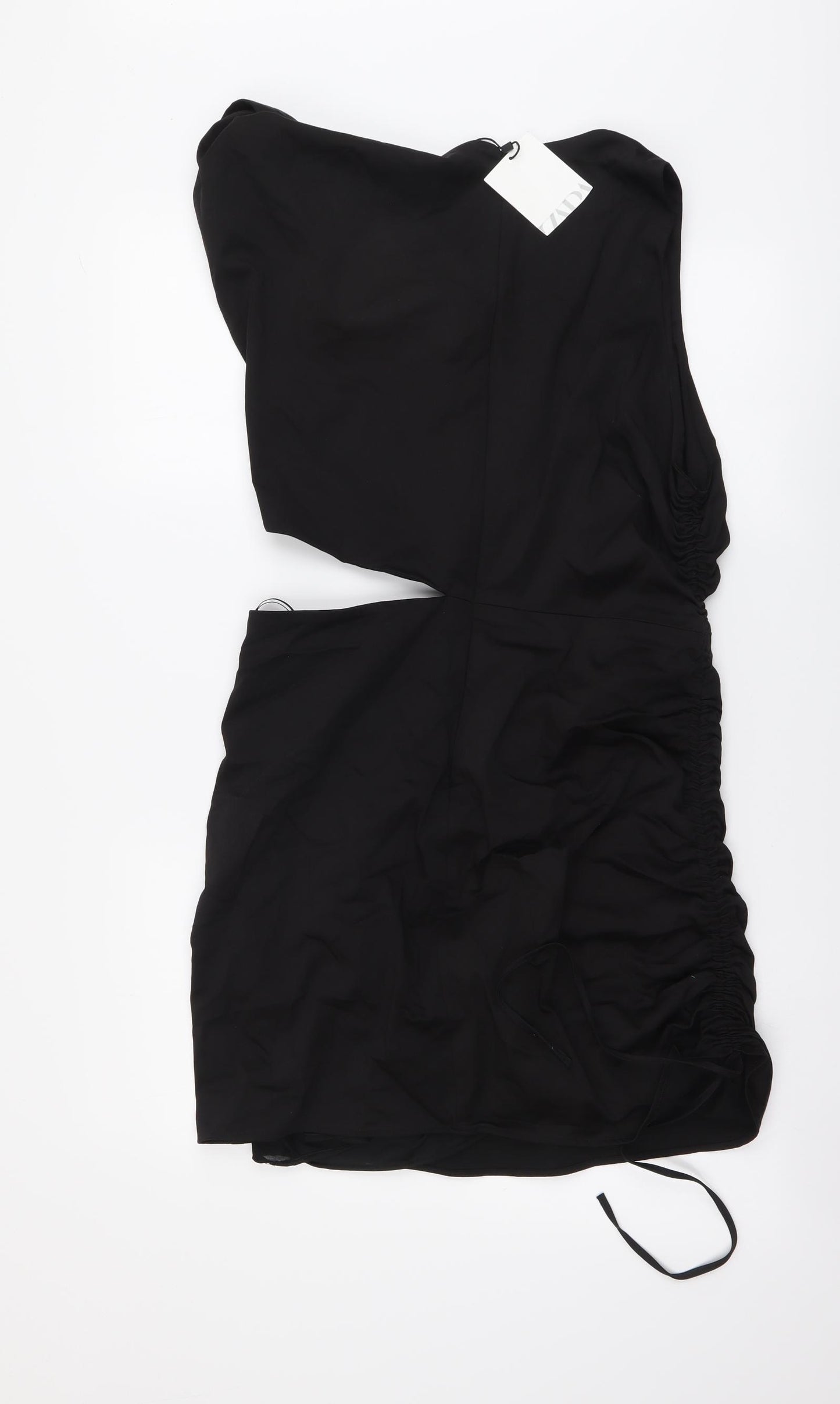 Zara Womens Black Polyester Mini Size XL Round Neck Zip