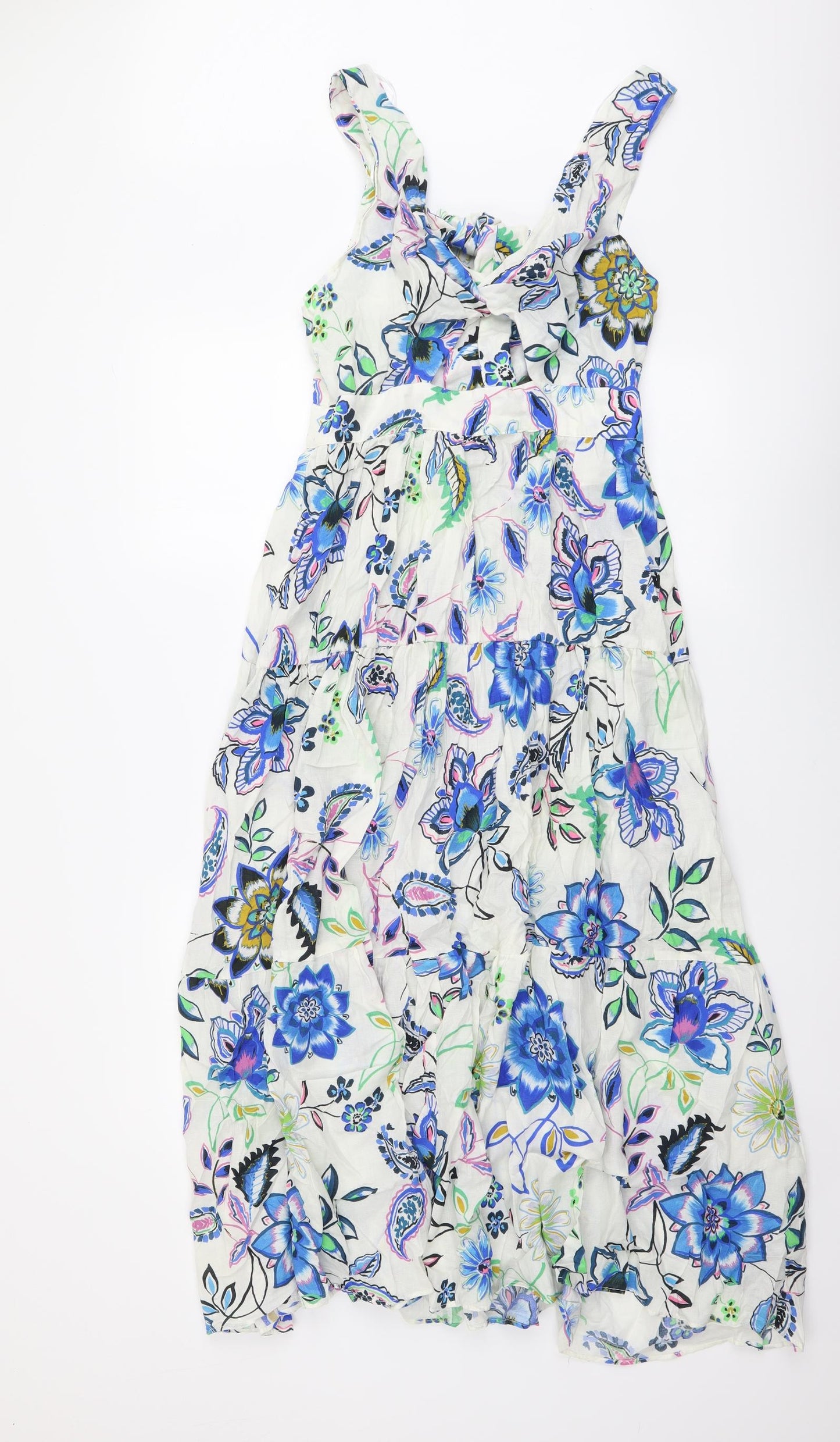 Zara Womens Multicoloured Floral Cotton Maxi Size M V-Neck Pullover