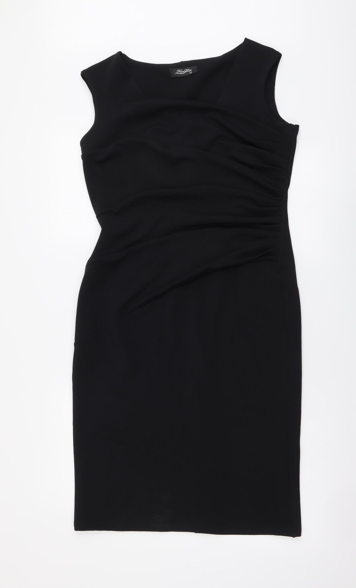 Fever Fish Womens Black Polyester Tank Dress Size 12 Round Neck Pullover