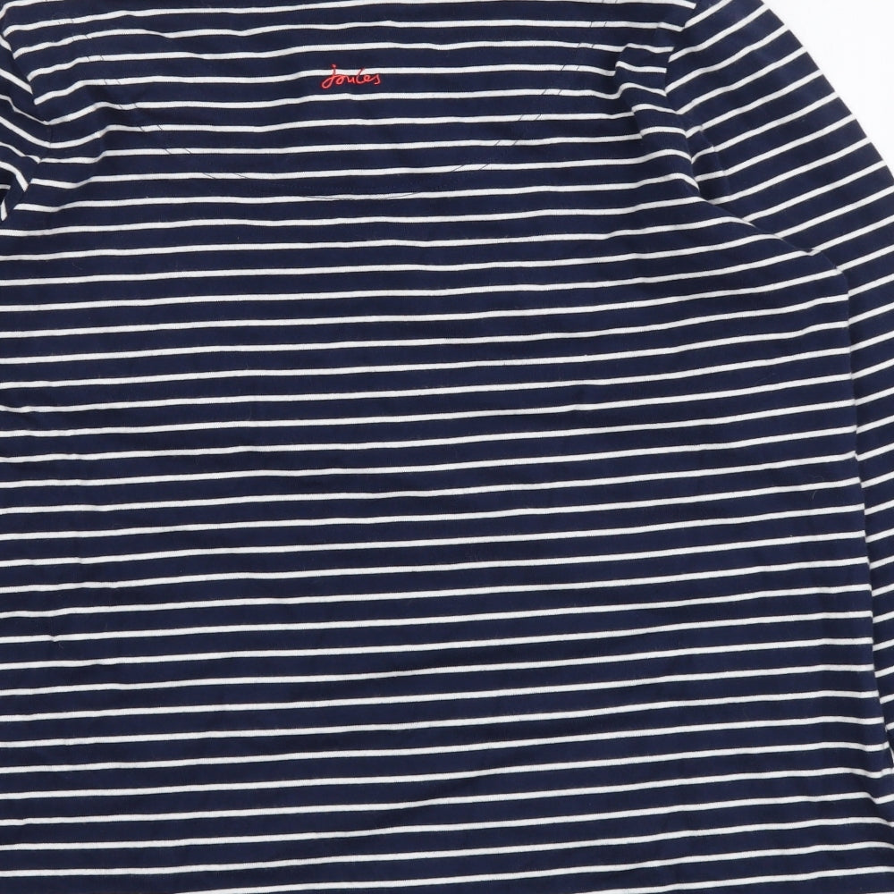 Joules Womens Blue Striped Cotton Basic T-Shirt Size 12 Boat Neck