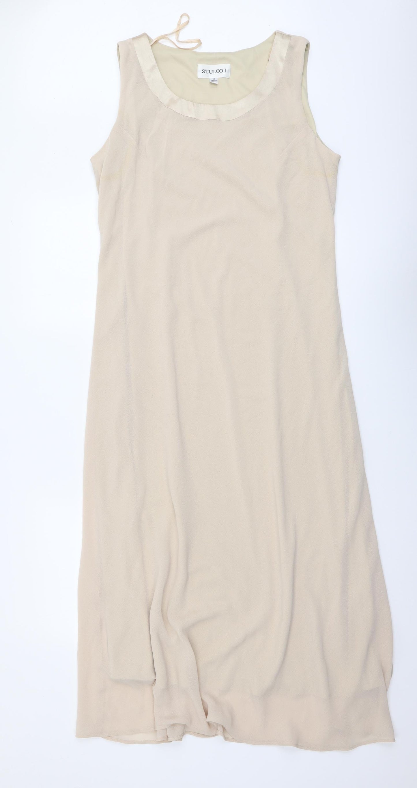 Studio 1 Womens Beige Polyester Tank Dress Size 12 Round Neck Pullover