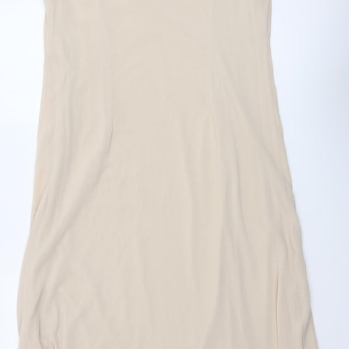Studio 1 Womens Beige Polyester Tank Dress Size 12 Round Neck Pullover