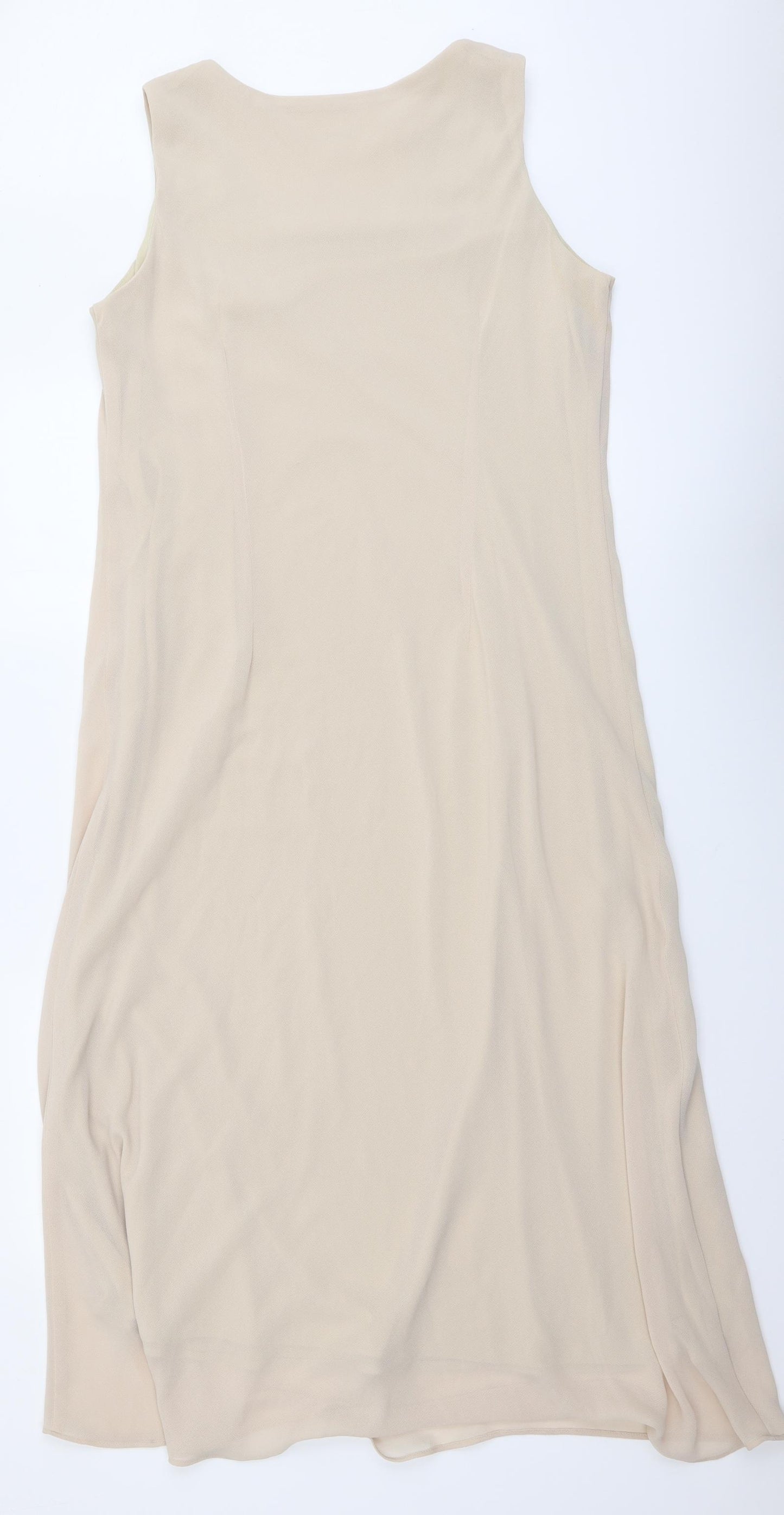 Studio 1 Womens Beige Polyester Tank Dress Size 12 Round Neck Pullover