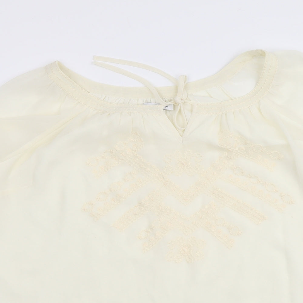 George Womens Ivory Polyester Basic Blouse Size 18 Round Neck