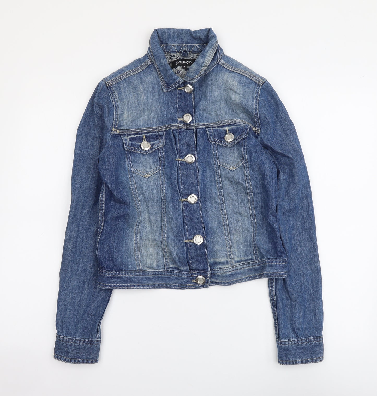 Papaya Womens Blue Jacket Size 12 Button