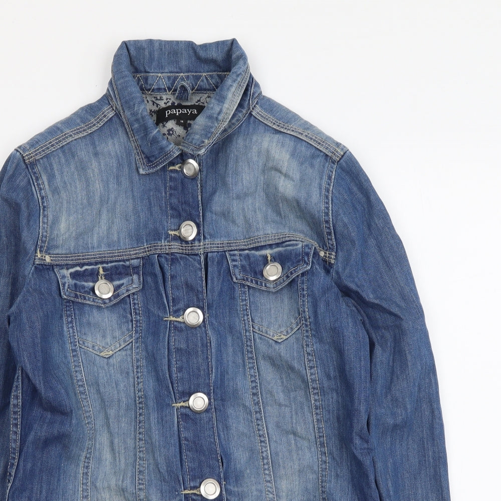 Papaya Womens Blue Jacket Size 12 Button