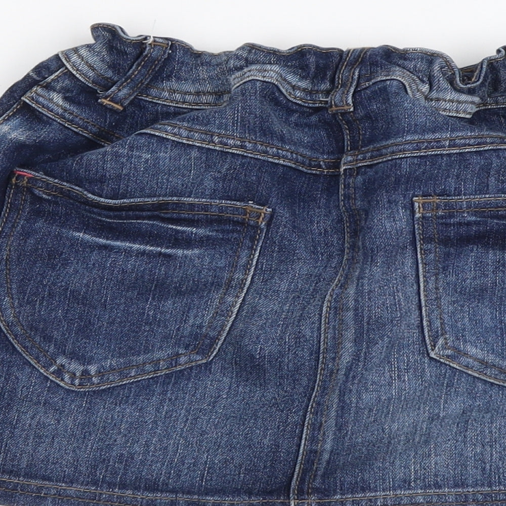 Marks and Spencer Girls Blue Cotton Mini Skirt Size 11-12 Years Regular Button
