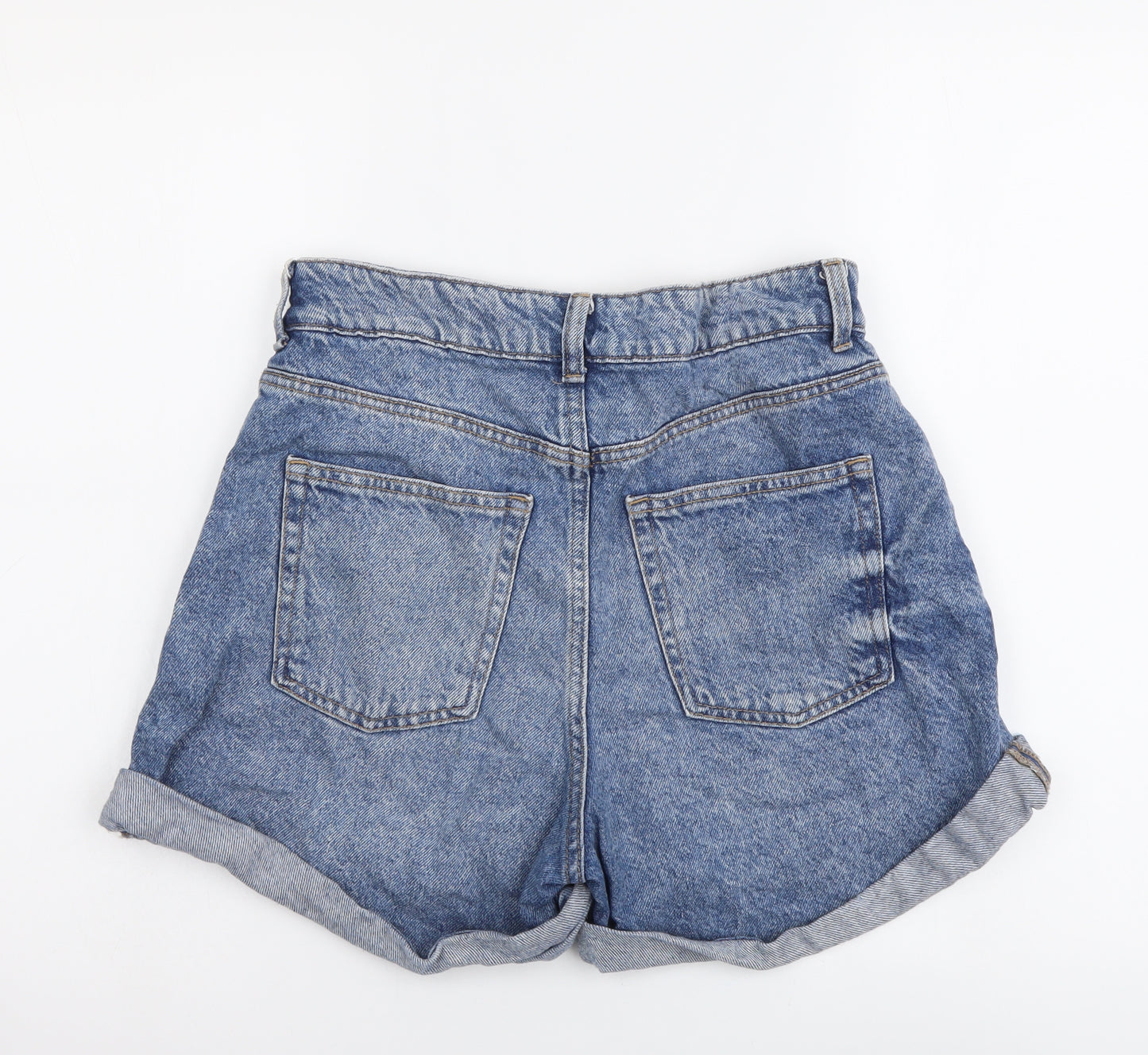 H&M Womens Blue Cotton Compression Shorts Size M L3 in Regular Button