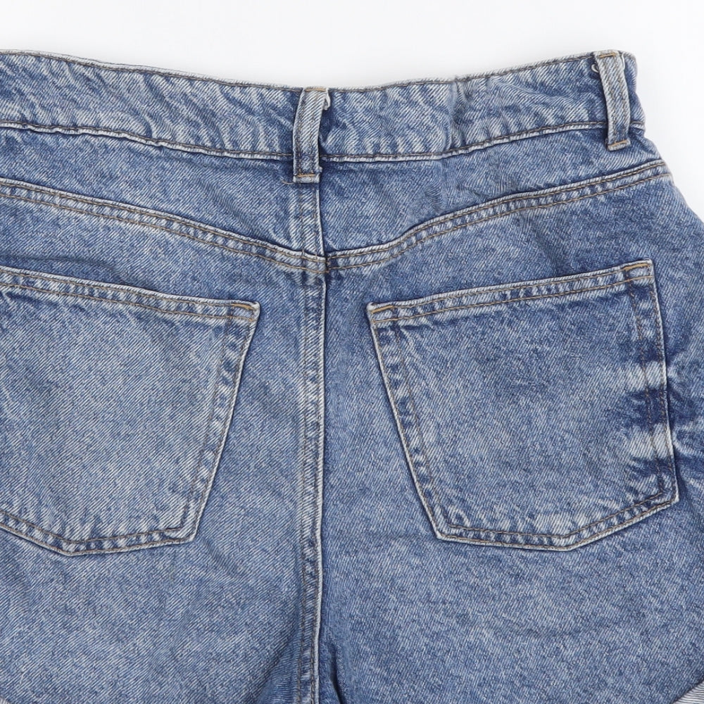 H&M Womens Blue Cotton Compression Shorts Size M L3 in Regular Button