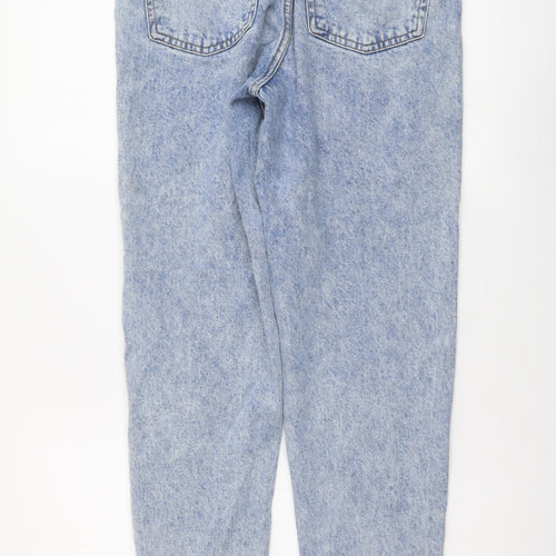 Denim & Co. Womens Blue Cotton Mom Jeans Size 6 L29 in Regular Button - Distressed Look