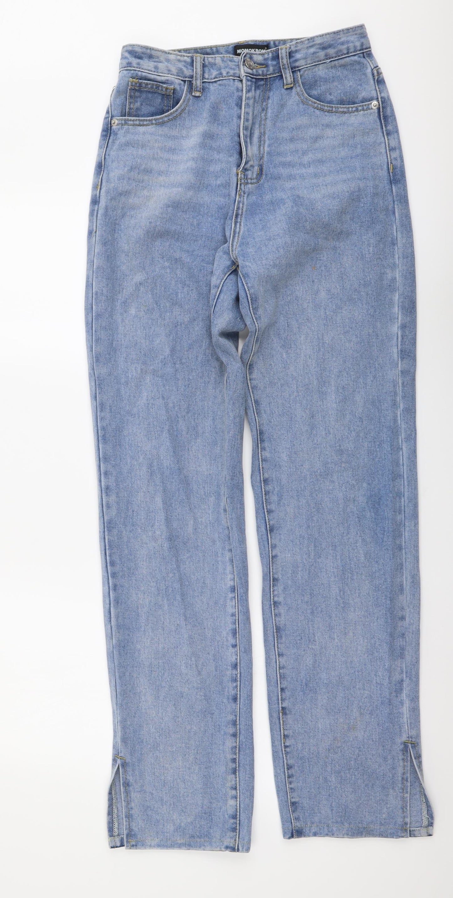 Momokrom Womens Blue Cotton Mom Jeans Size 8 L32 in Regular Button