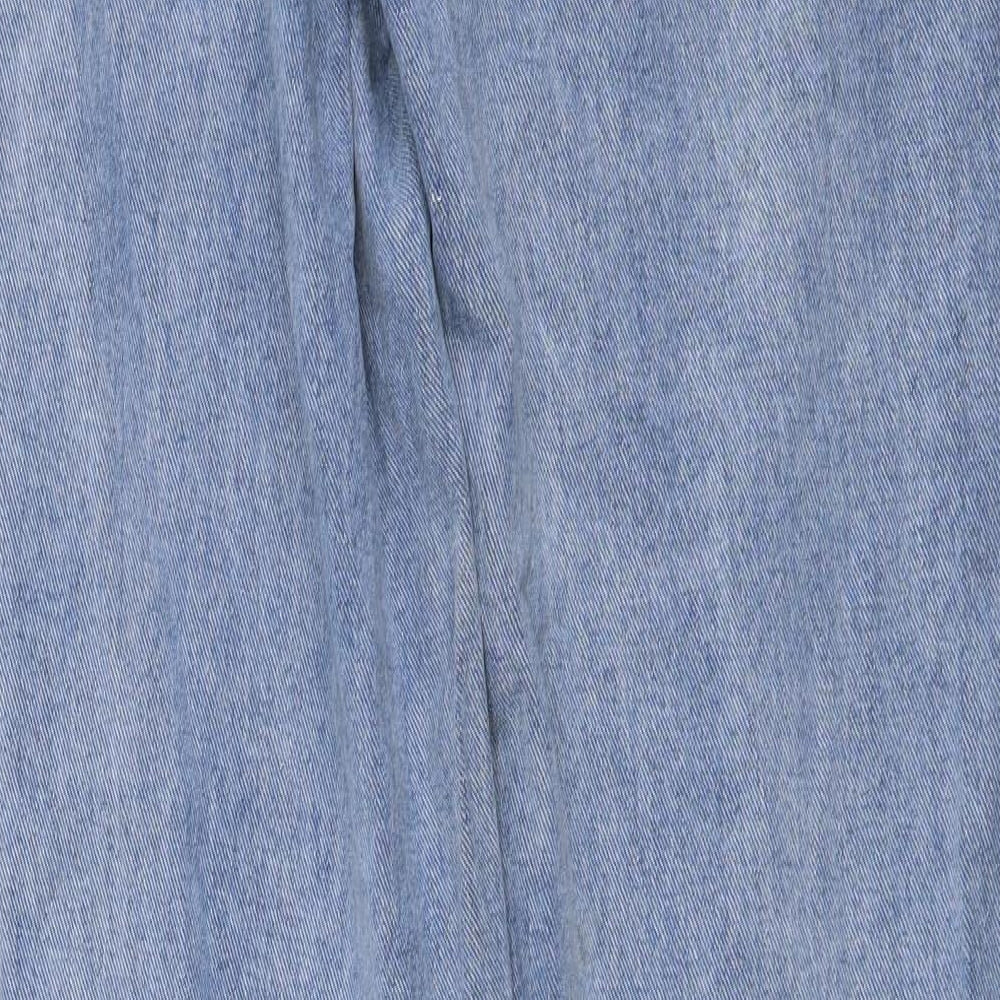 Momokrom Womens Blue Cotton Mom Jeans Size 8 L32 in Regular Button