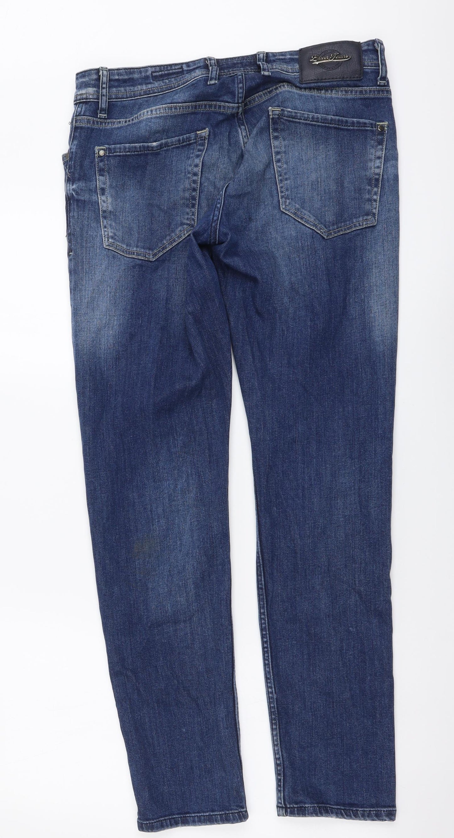 Blue Jeans Mens Blue Cotton Skinny Jeans Size 32 in L30 in Slim Button