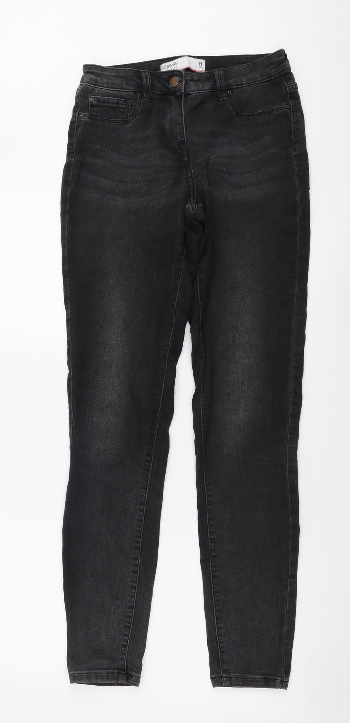 NEXT Womens Grey Cotton Skinny Jeans Size 8 L31 in Regular Button