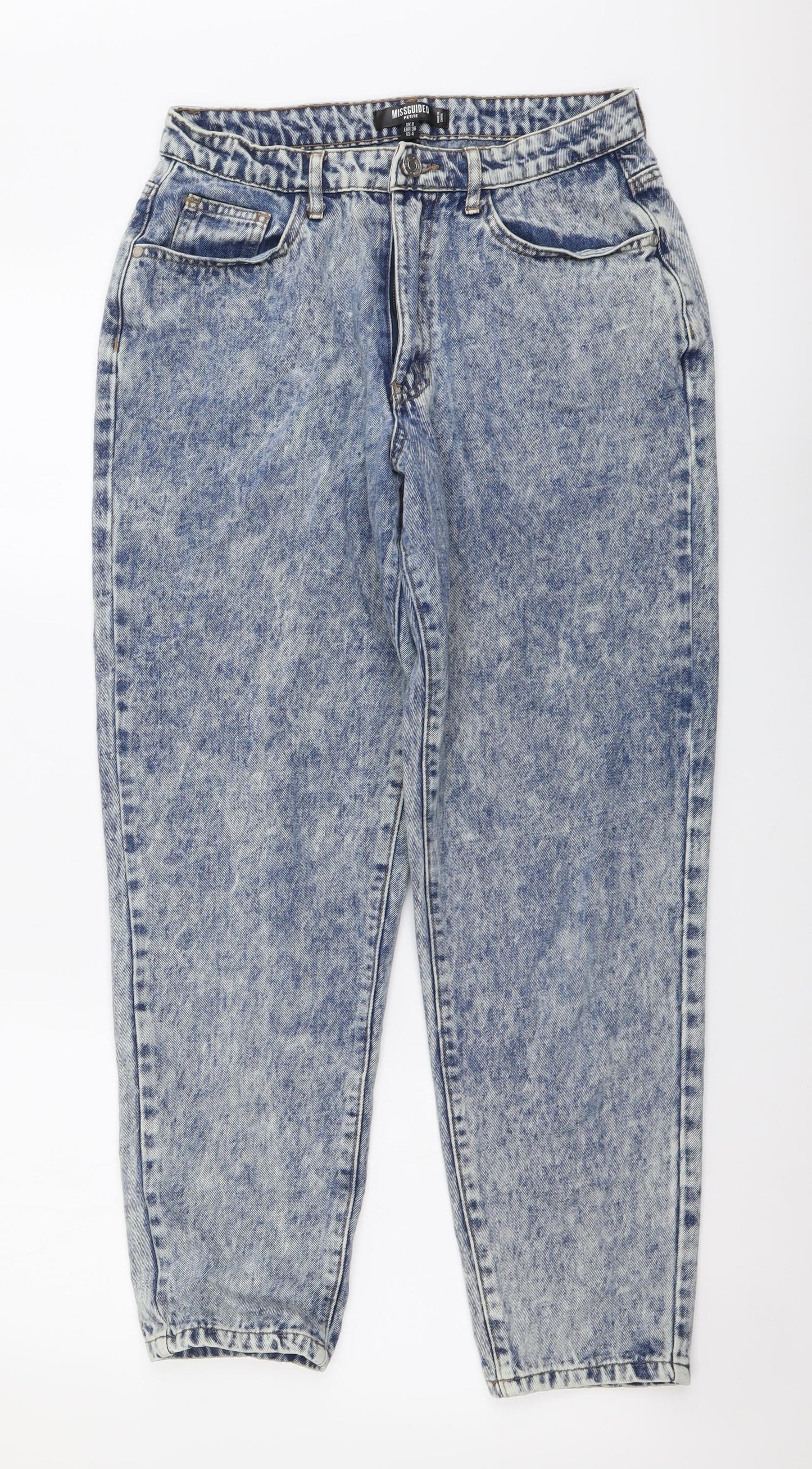 Missguided Womens Blue Cotton Mom Jeans Size 8 L26 in Regular Button
