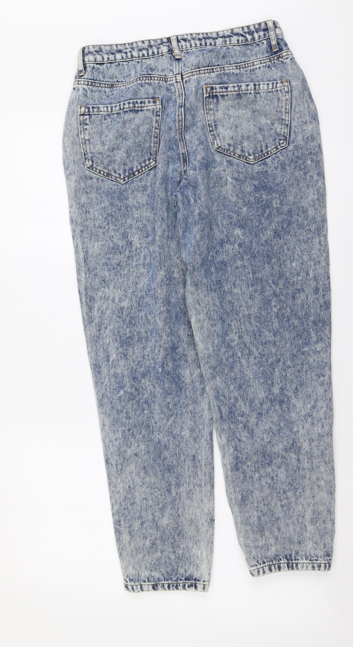 Missguided Womens Blue Cotton Mom Jeans Size 8 L26 in Regular Button