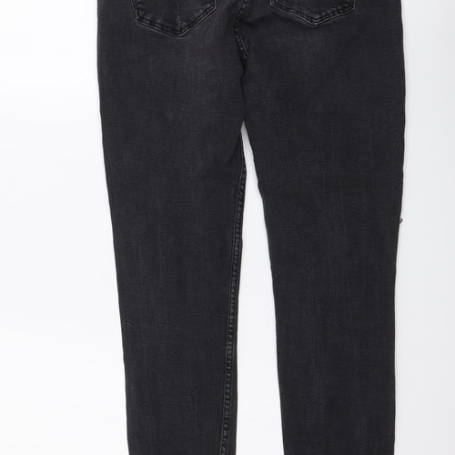Bershka Womens Grey Cotton Skinny Jeans Size L L28 in Regular Button