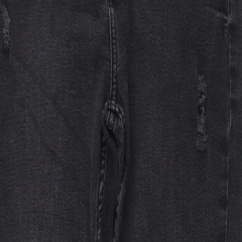 Bershka Womens Grey Cotton Skinny Jeans Size L L28 in Regular Button