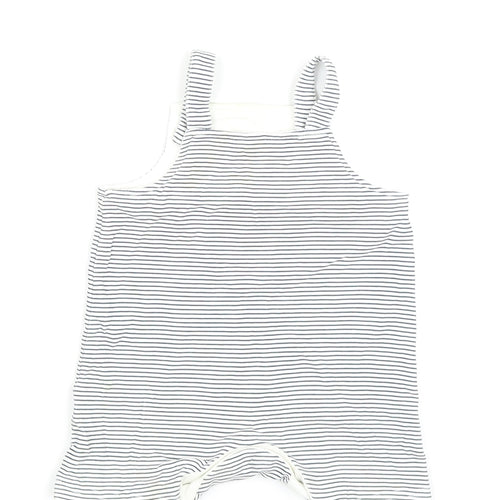 Nutmeg Baby Black Striped Cotton Dungaree One-Piece Size 6-9 Months Snap - Winnie The Pooh