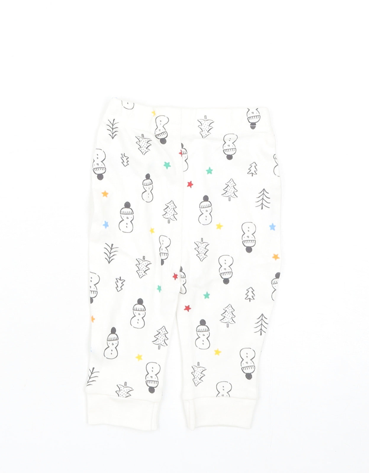 Nutmeg Baby White Geometric Cotton Sweatpants Leggings Size 3-6 Months Pullover - Snowmen