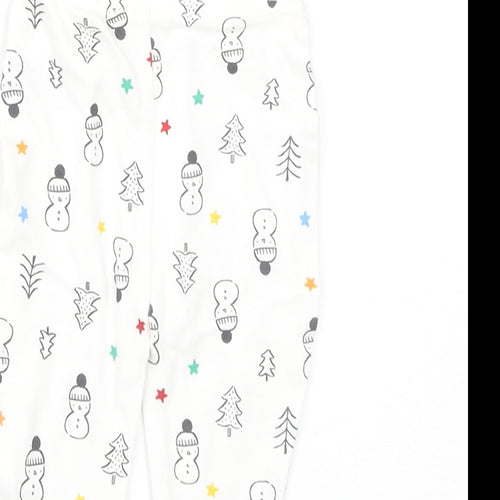 Nutmeg Baby White Geometric Cotton Sweatpants Leggings Size 3-6 Months Pullover - Snowmen