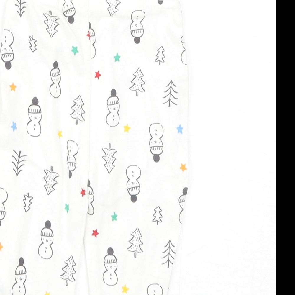 Nutmeg Baby White Geometric Cotton Sweatpants Leggings Size 3-6 Months Pullover - Snowmen
