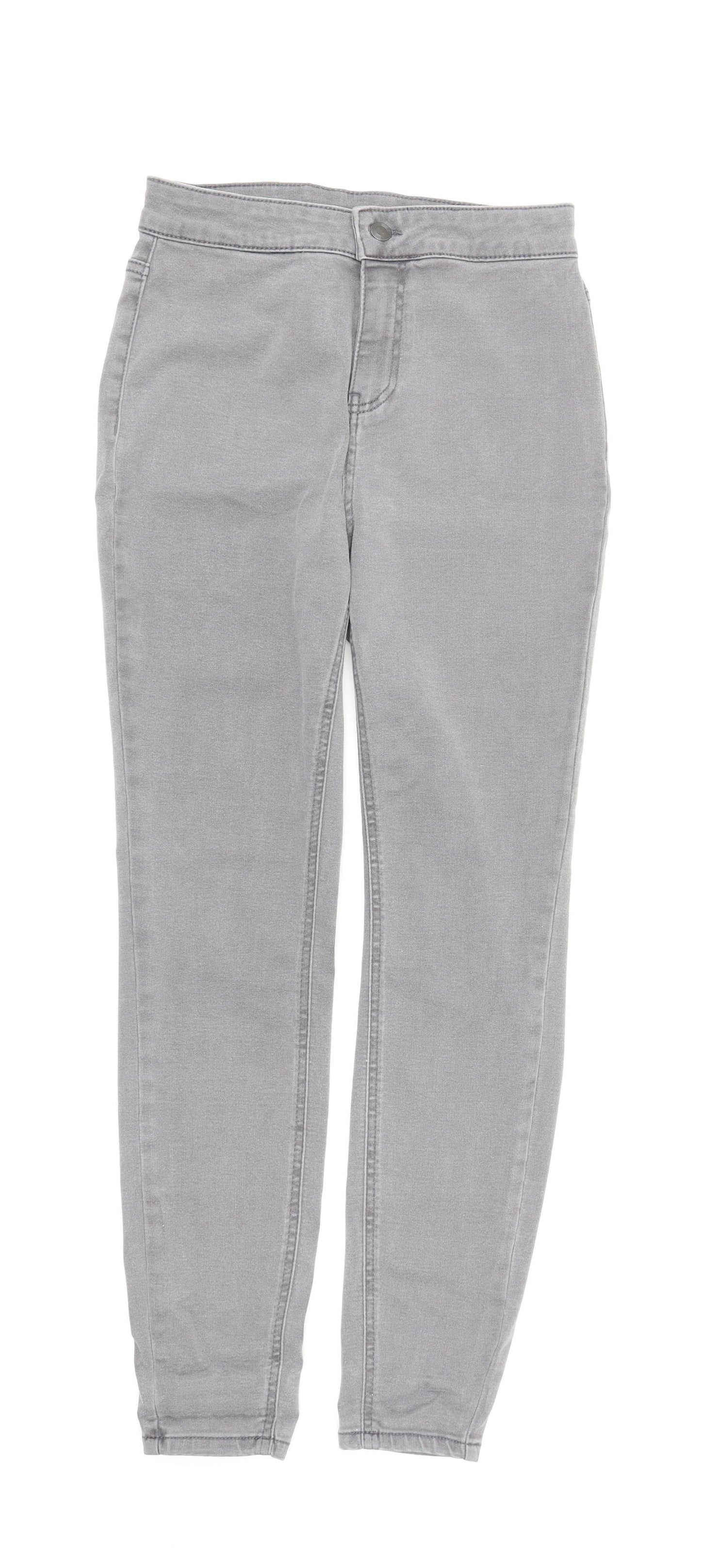 TU Womens Grey Cotton Skinny Jeans Size 12 L27.5 in Regular Zip