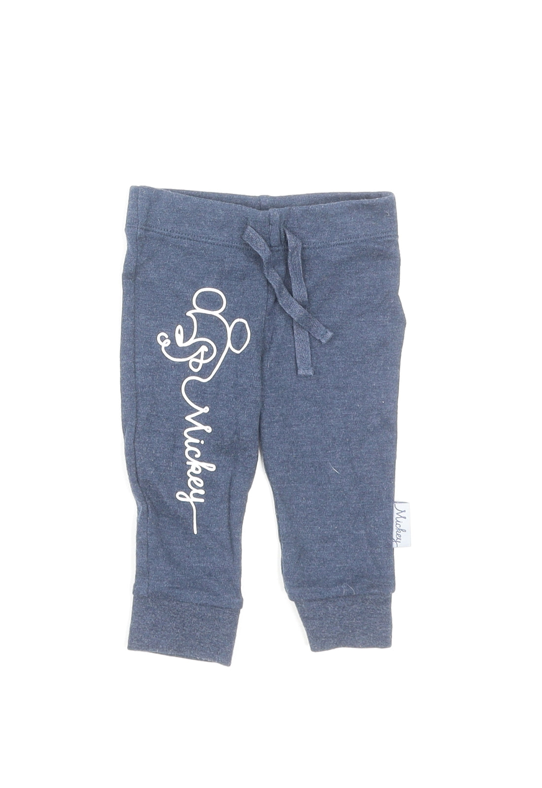F&F Baby Blue Cotton Jogger Trousers Size 0-3 Months Pullover - Mickey Mouse