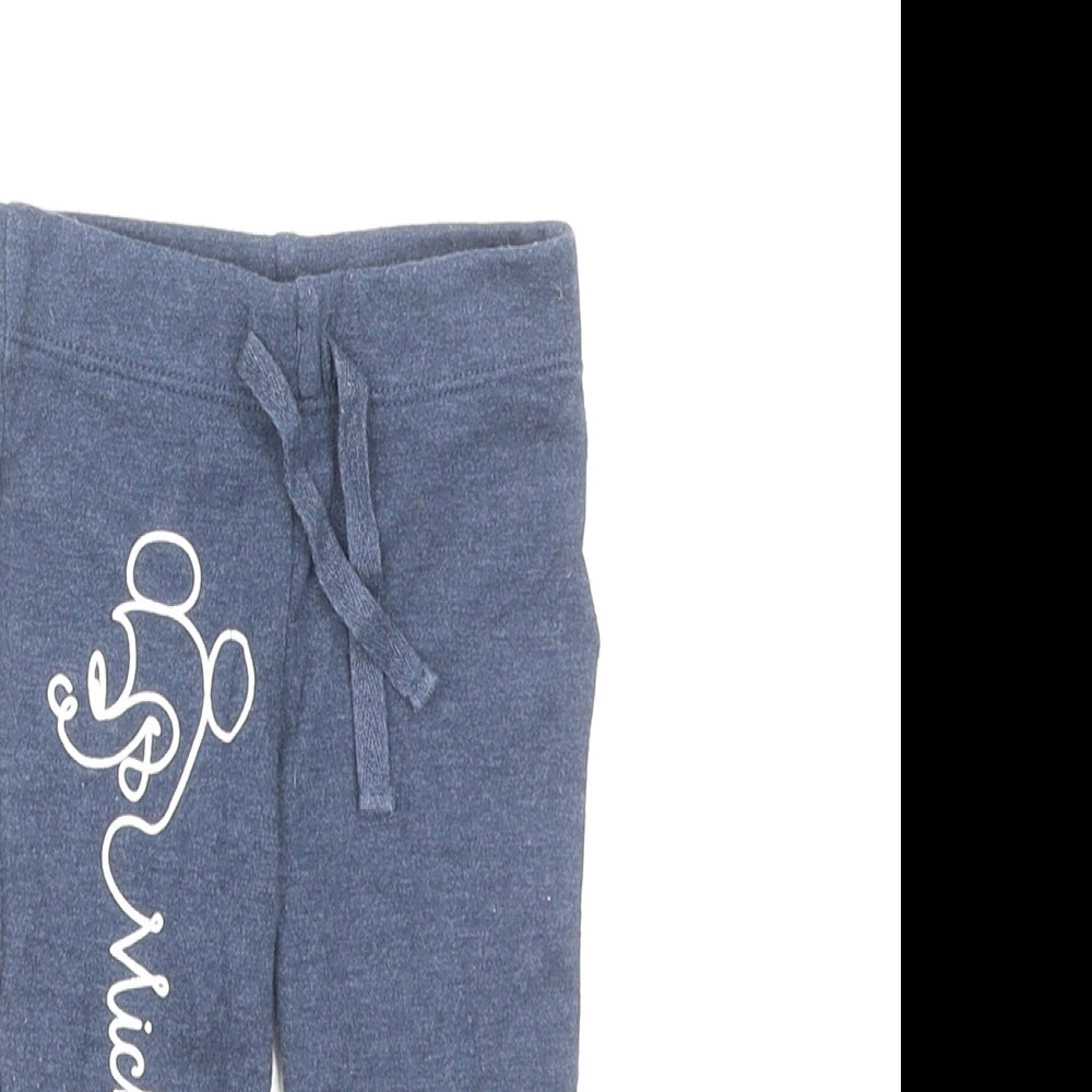 F&F Baby Blue Cotton Jogger Trousers Size 0-3 Months Pullover - Mickey Mouse