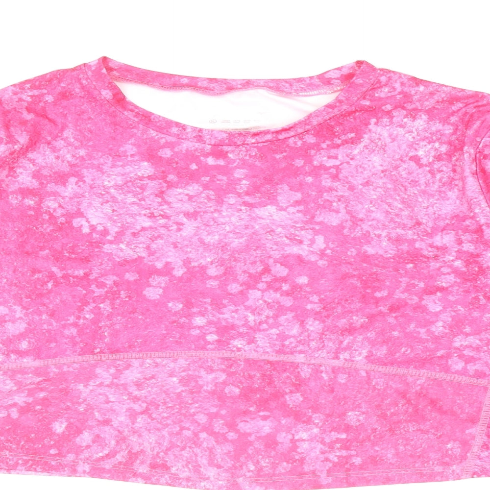 Primark Womens Pink Polyester Cropped T-Shirt Size XL Round Neck Pullover