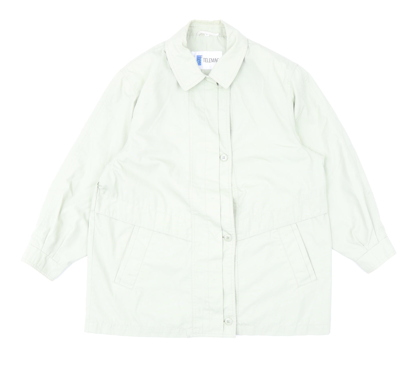 Telemac Womens Green Overcoat Coat Size 16 Button