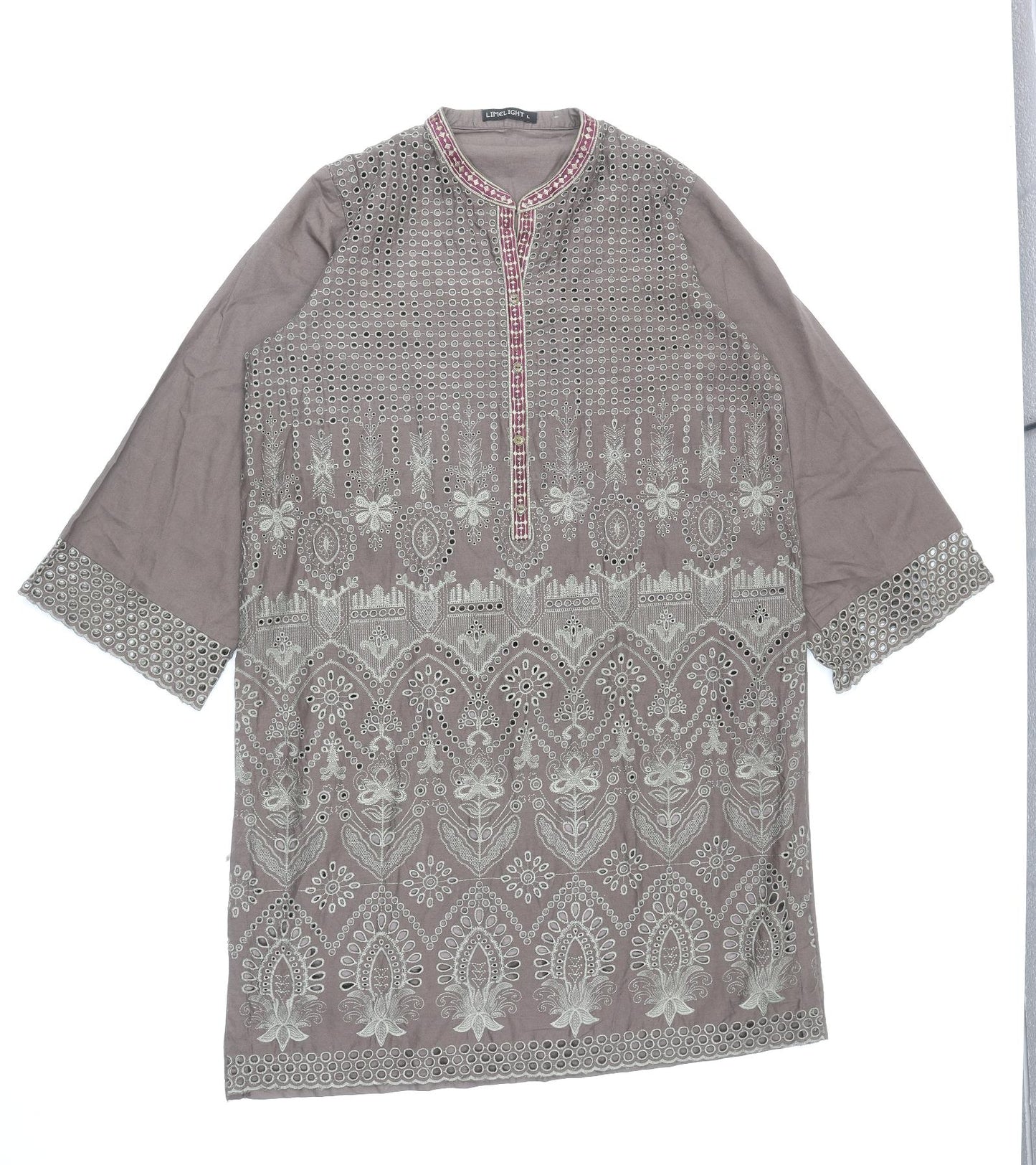 Limelight Womens Brown Floral Polyester Kaftan Size L V-Neck Pullover