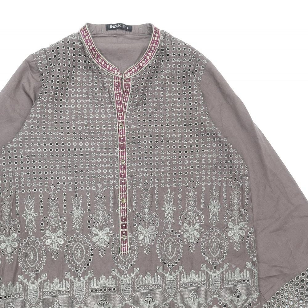 Limelight Womens Brown Floral Polyester Kaftan Size L V-Neck Pullover