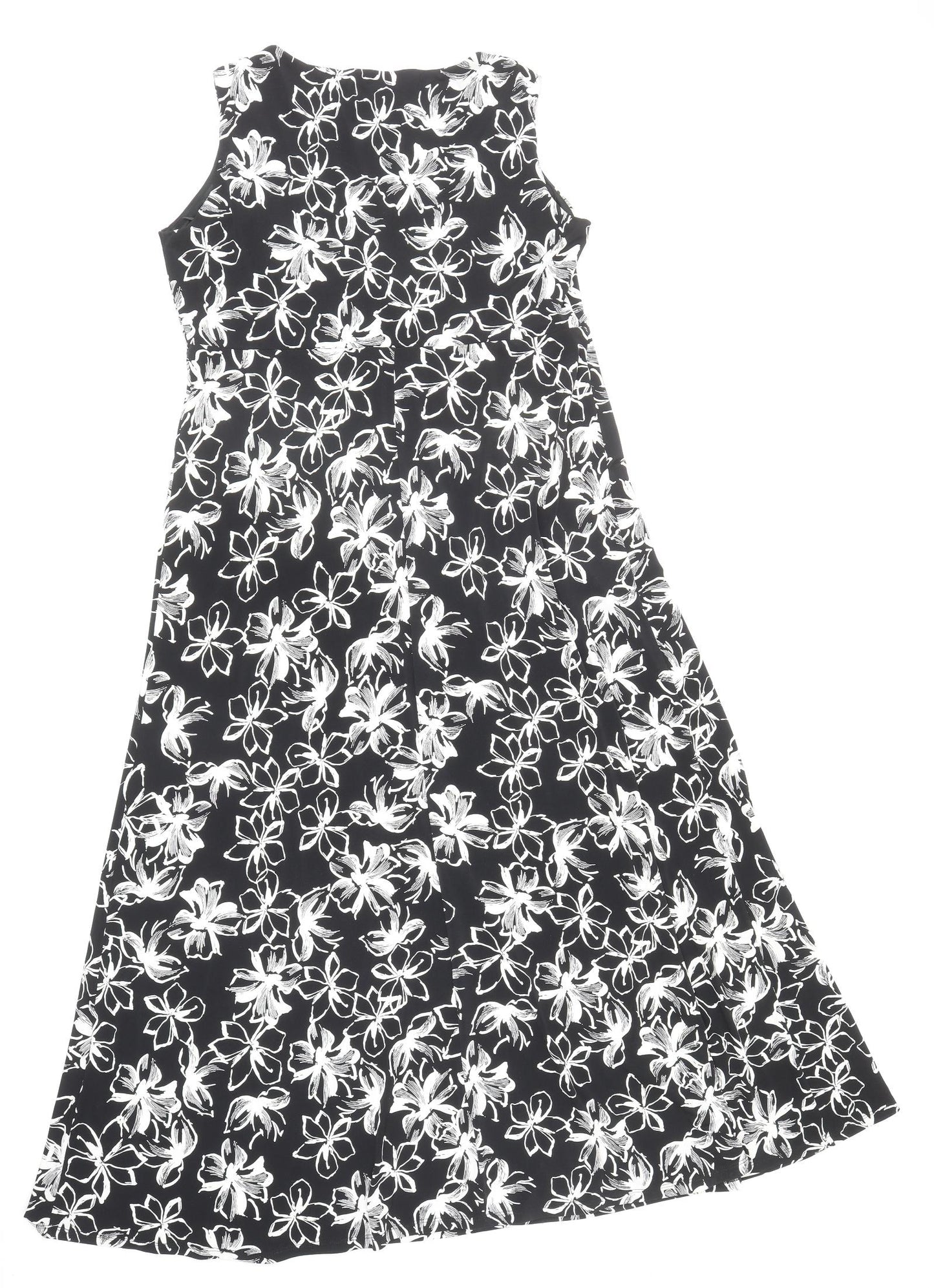 Colebrook Womens Black Floral Polyester Fit & Flare Size 16 V-Neck Pullover