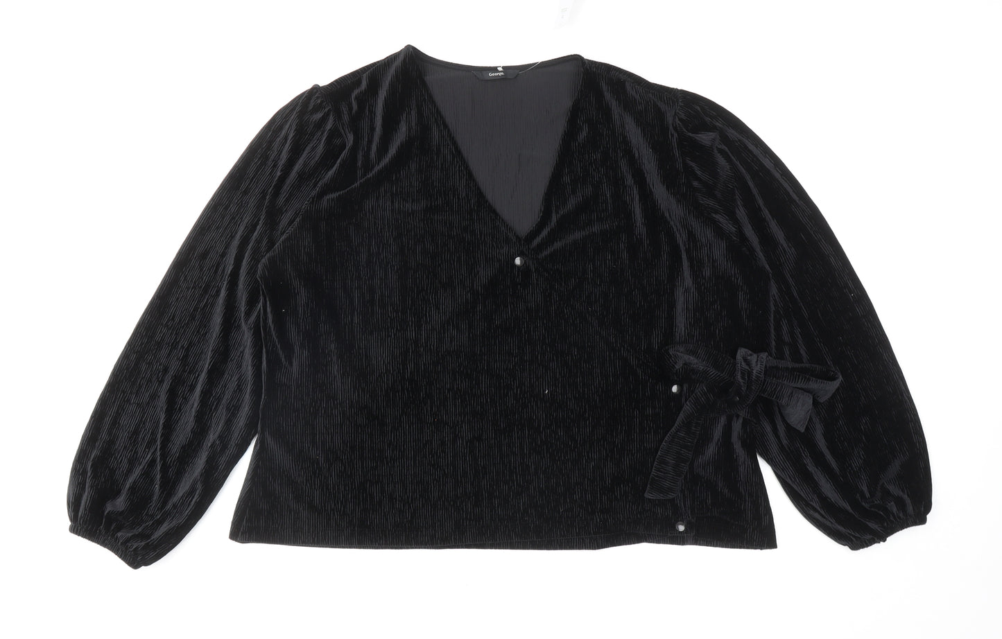 George Womens Black Polyester Wrap Blouse Size 22 V-Neck - Tie