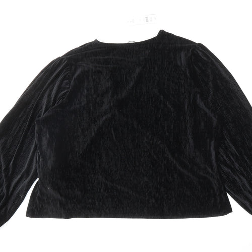 George Womens Black Polyester Wrap Blouse Size 22 V-Neck - Tie